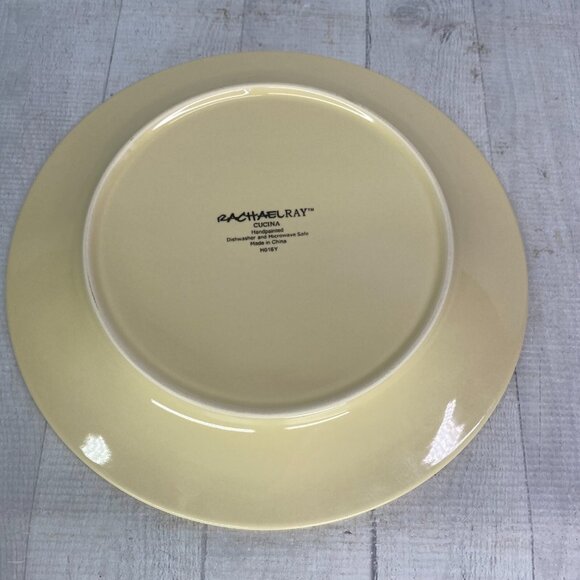 Rachael Ray CUCINA ALMOND CREAM Embossed Edge Rim Stoneware Dinner Plates Set 4 - Picture 7 of 16